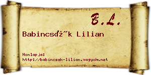 Babincsák Lilian névjegykártya